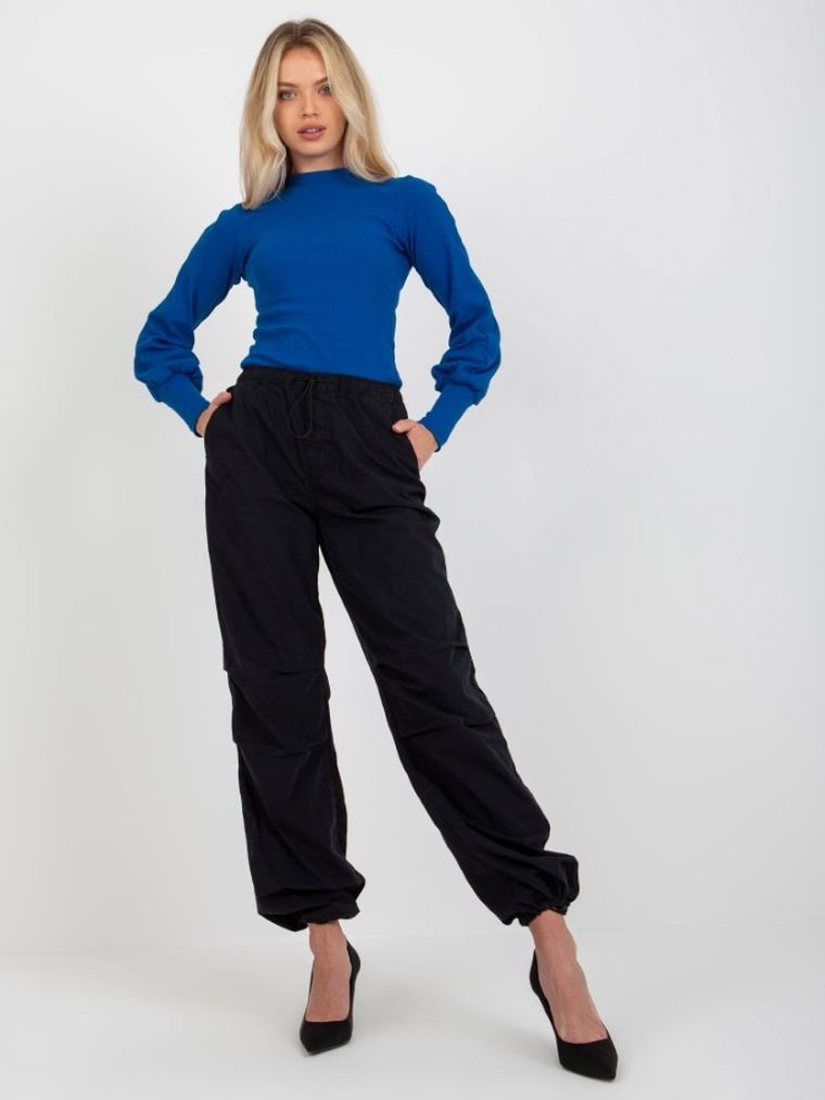 Bluzka damska z długim rękawem, niebieska, Rue Paris