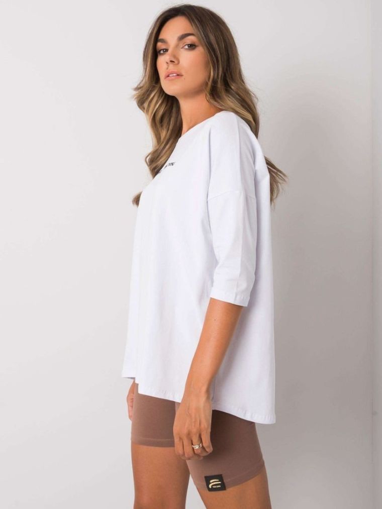 Bluzka damska z długim rękawem, oversize, biała, Ex Moda