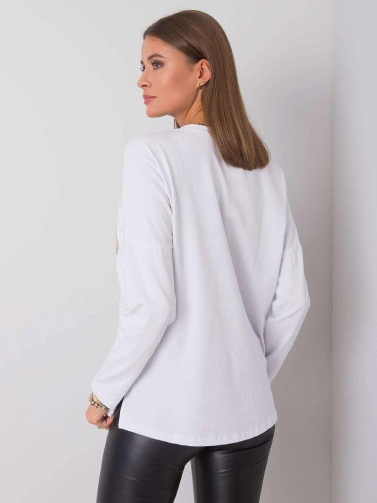 Bluzka damska z długim rękawem, oversize, biała, Relevance