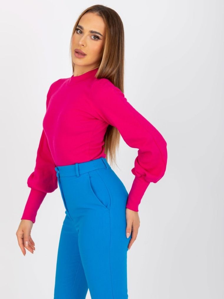 Bluzka damska z długim rękawem, różowa, Rue Paris