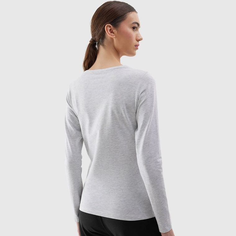 Bluzka damska z długim rękawem, szara, 4F