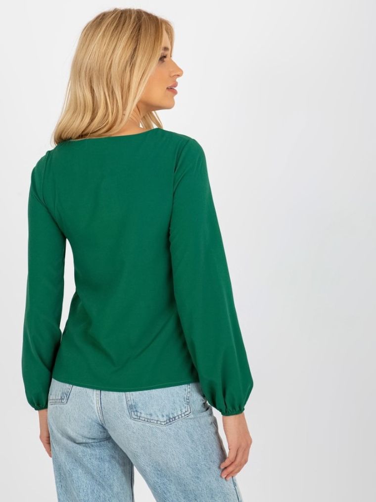Bluzka damska z długim rękawem, zielona, Lakerta