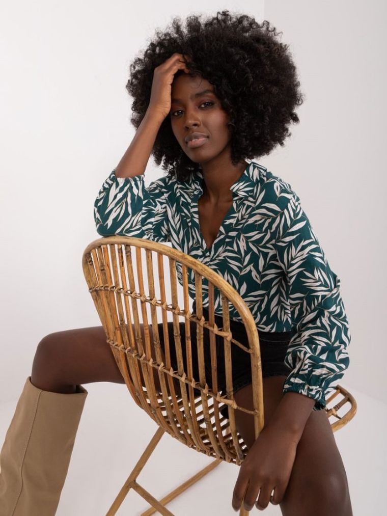 Bluzka damska z długim rękawem, zielona, Sublevel