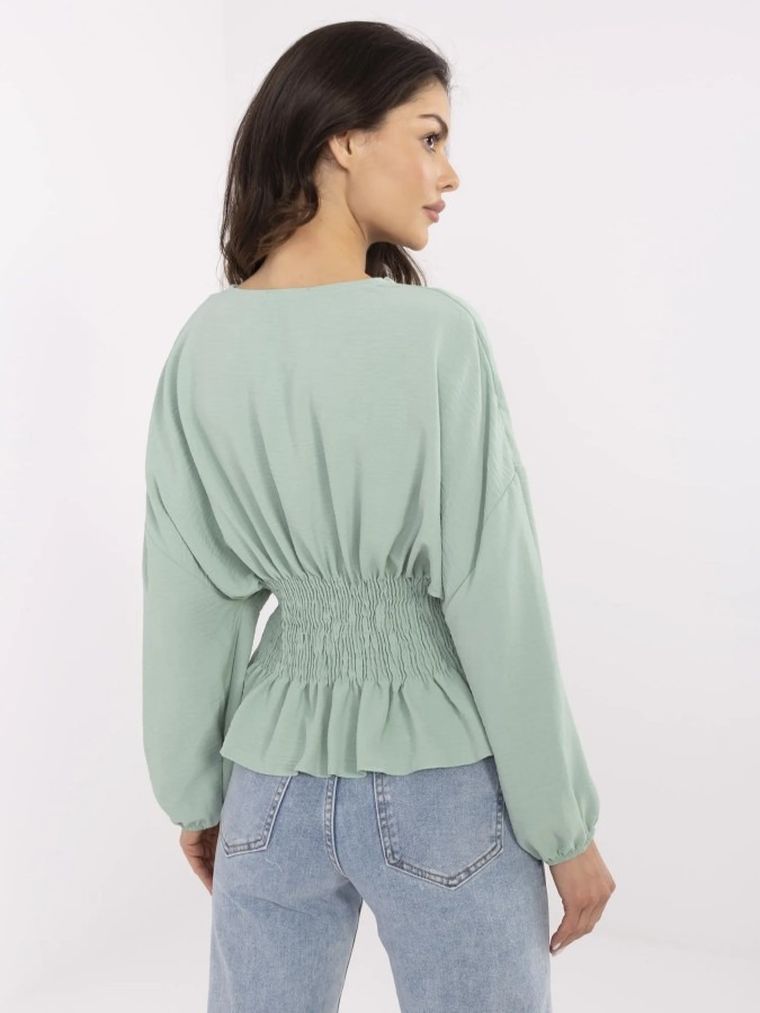 Bluzka damska z długim rękawem, zielona, Sublevel