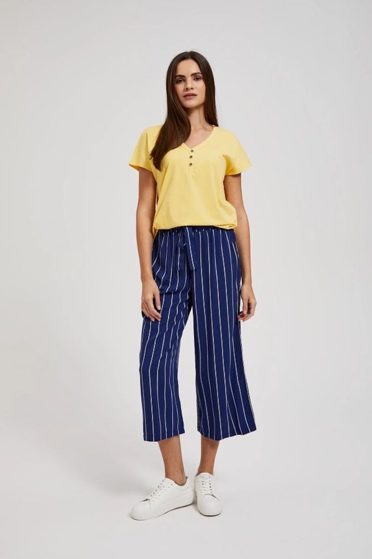 Bluzka damska z krótkim rękawem, beżowa, Moodo