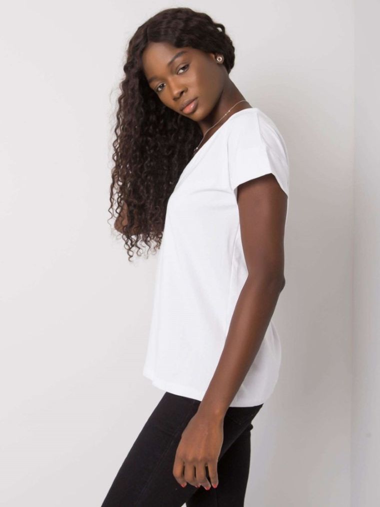 Bluzka damska z krótkim rękawem, biała, Basic Feel Good