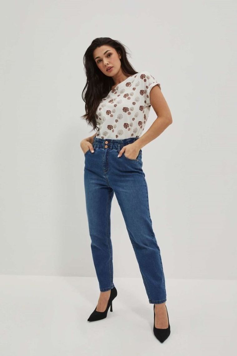 Bluzka damska z krótkim rękawem, biała, Moodo