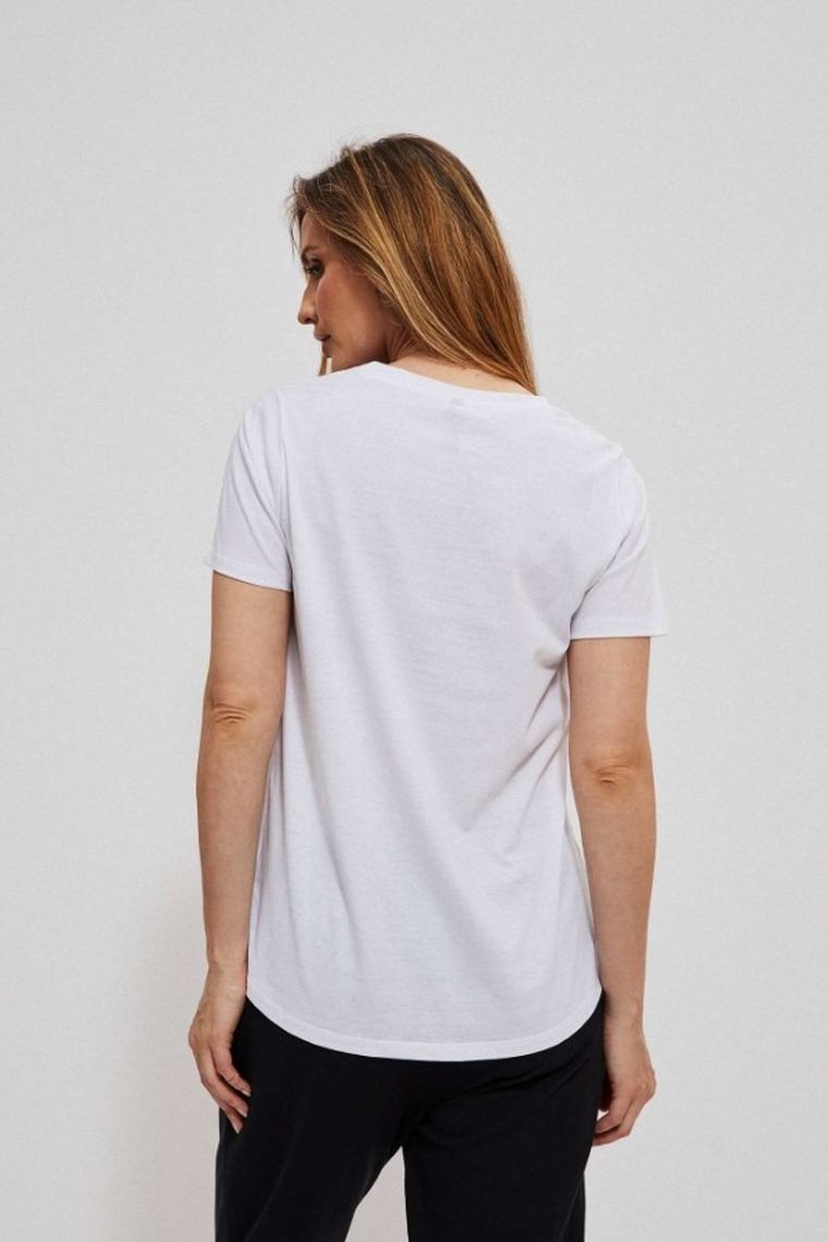 Bluzka damska z krótkim rękawem, biała, Moodo