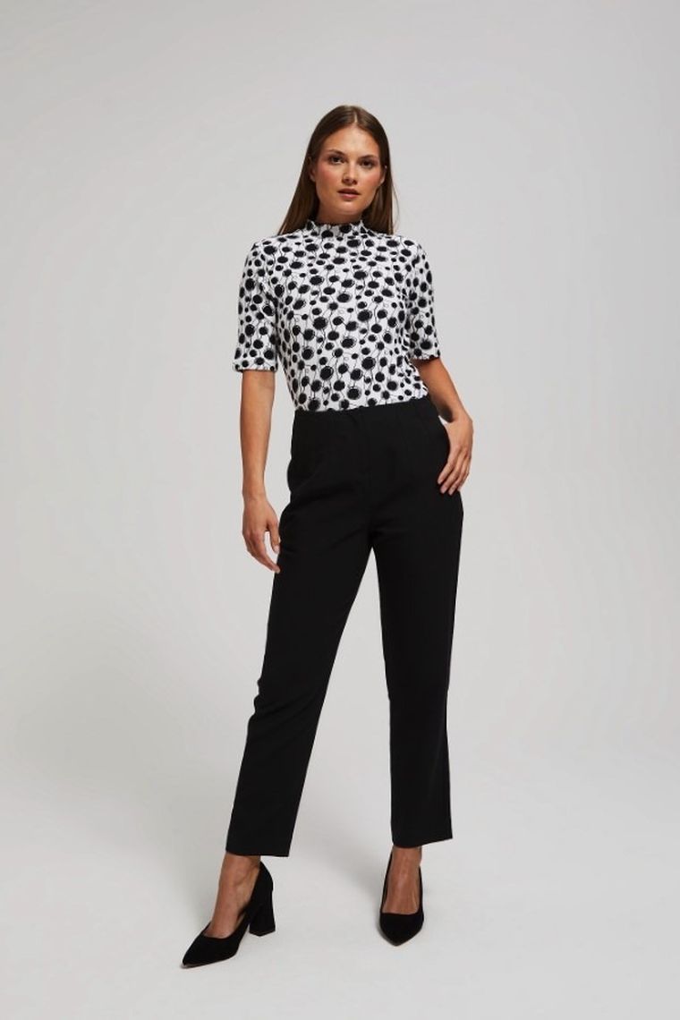 Bluzka damska z krótkim rękawem, biała, Moodo