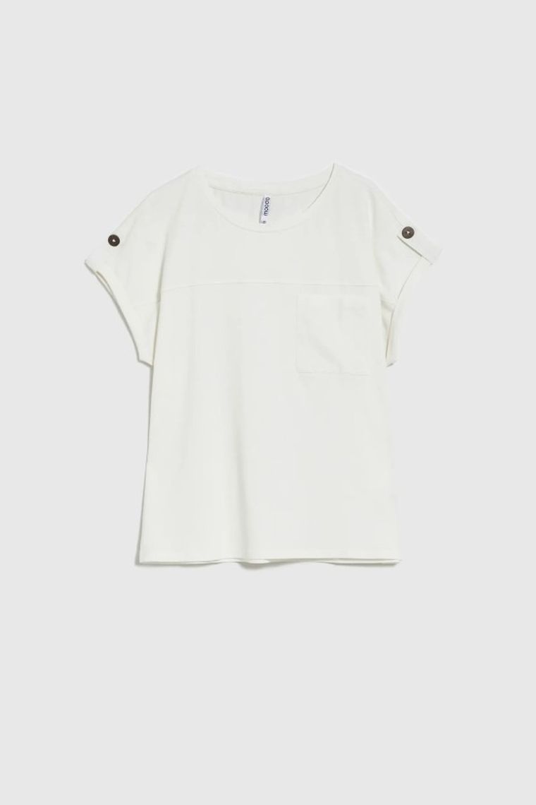 Bluzka damska z krótkim rękawem, biała, Moodo