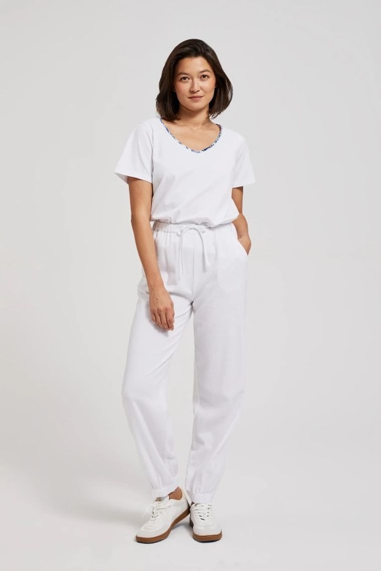 Bluzka damska z krótkim rękawem, biała, Moodo