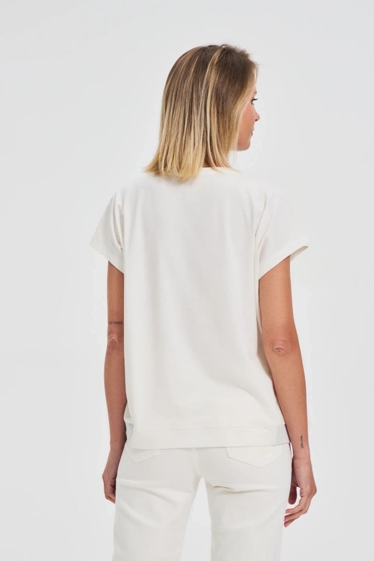 Bluzka damska z krótkim rękawem, biała, Moodo