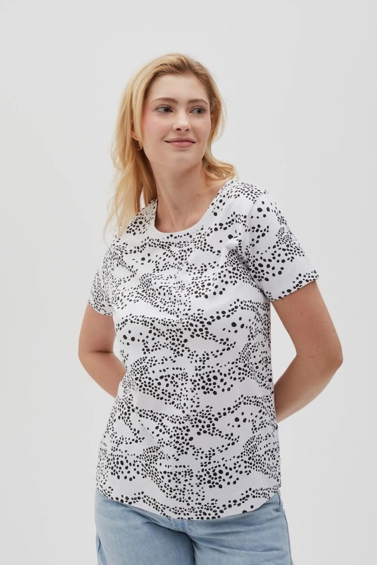 Bluzka damska z krótkim rękawem, biała, Moodo