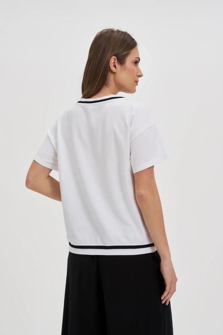 Bluzka damska z krótkim rękawem, biała, Moodo