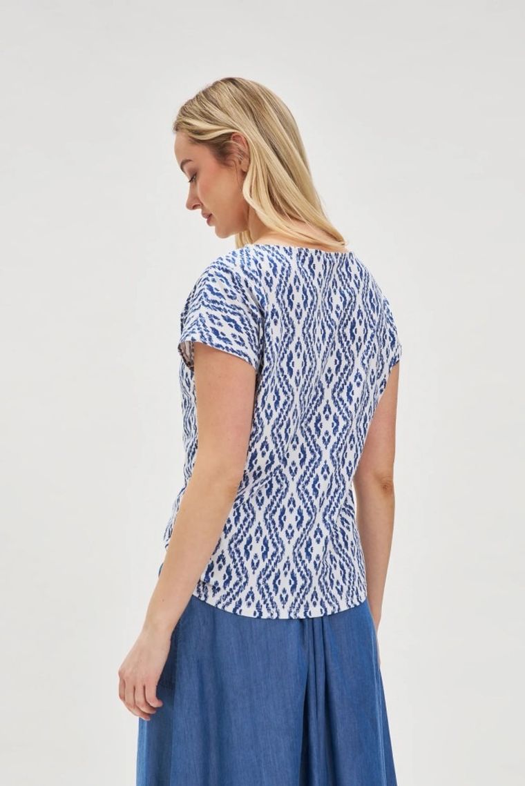 Bluzka damska z krótkim rękawem, biała, Moodo