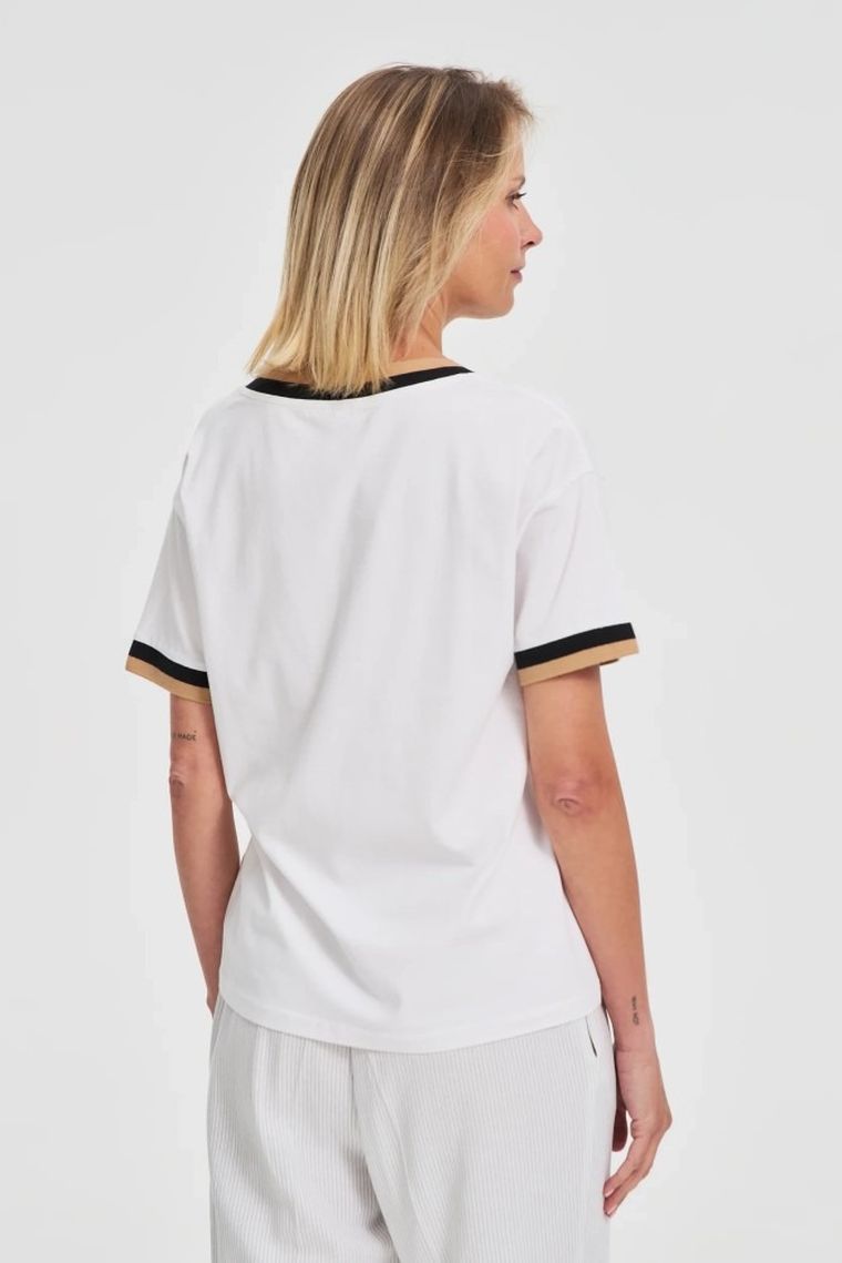 Bluzka damska z krótkim rękawem, biała, Moodo