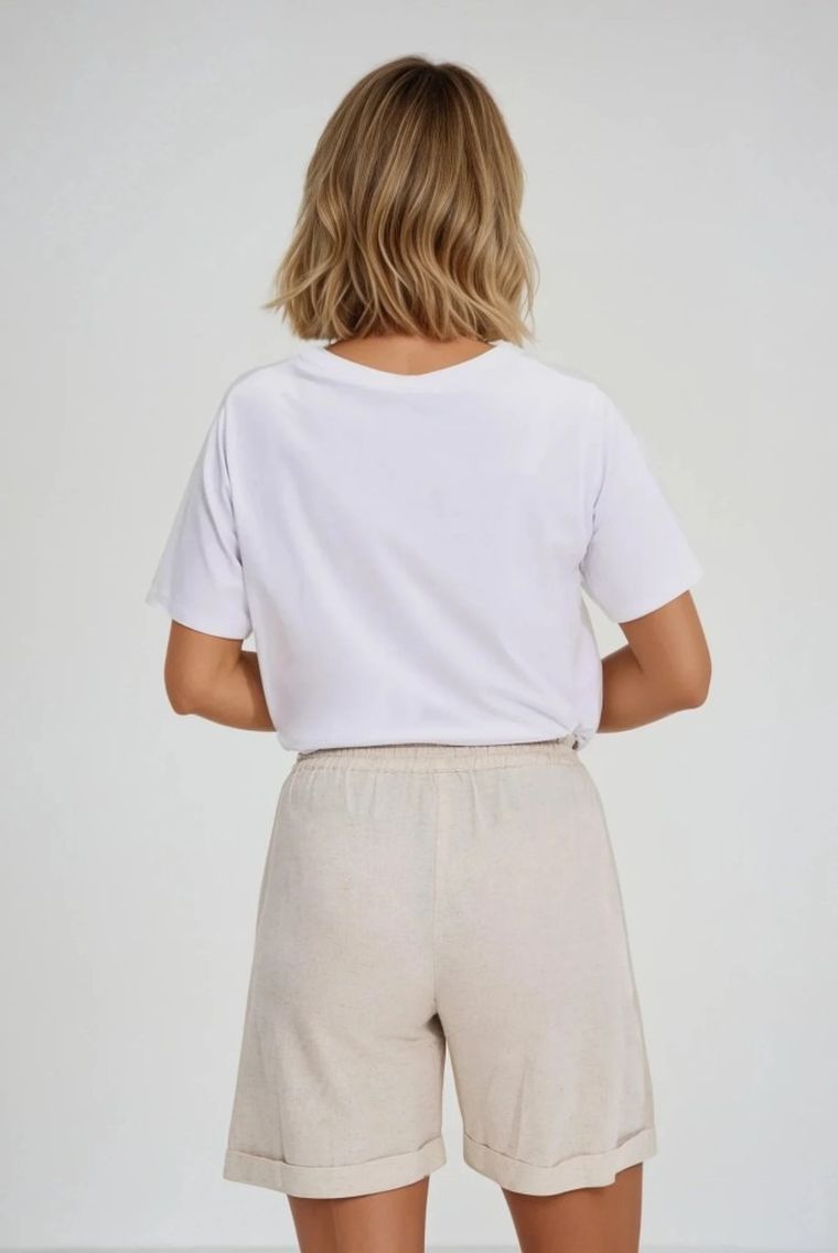 Bluzka damska z krótkim rękawem, biała, Moodo