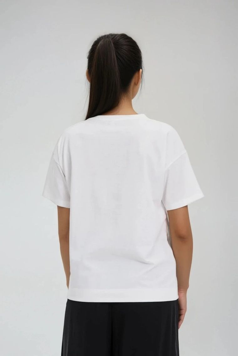 Bluzka damska z krótkim rękawem, biała, Moodo