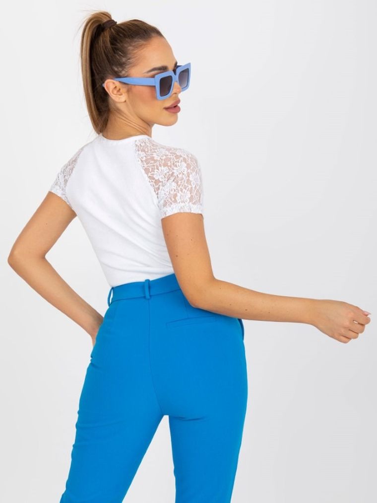 Bluzka damska z krótkim rękawem, biała, Rue Paris