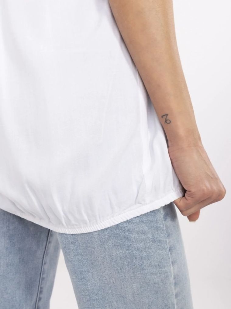 Bluzka damska z krótkim rękawem, biała, Sublevel