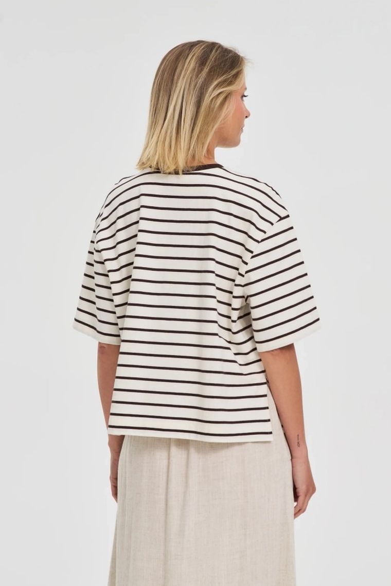 Bluzka damska z krótkim rękawem, brązowa, Moodo