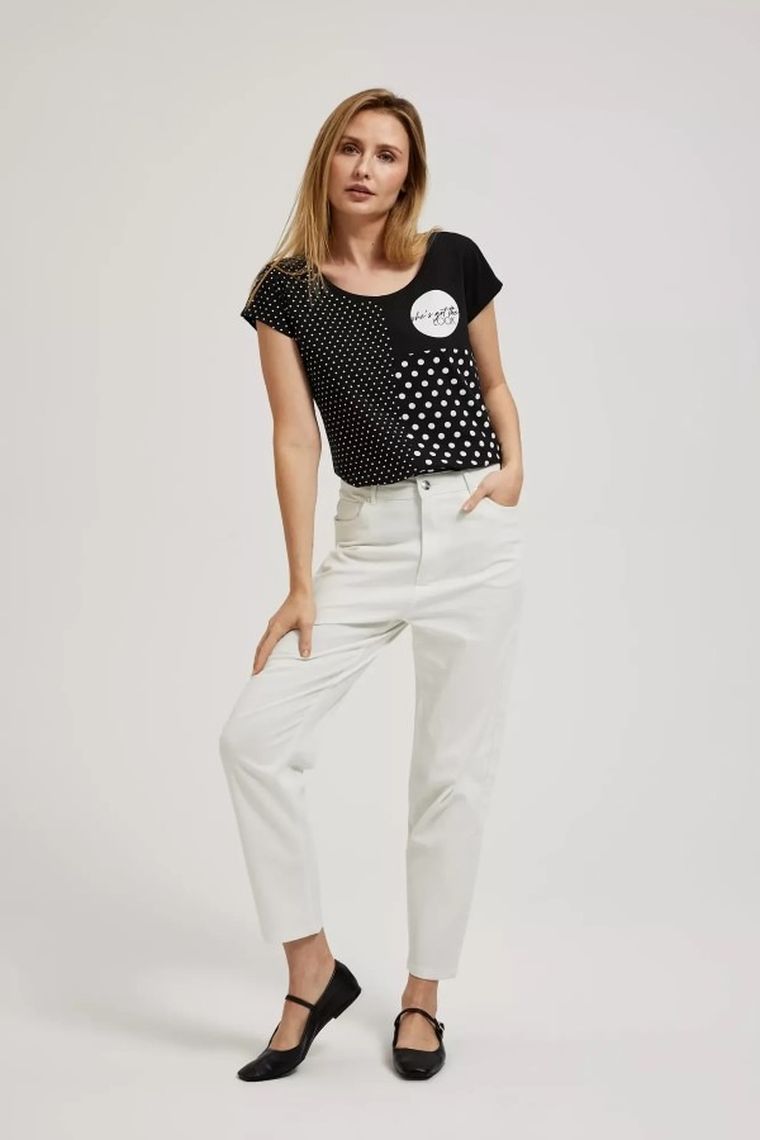 Bluzka damska z krótkim rękawem, czarna, Moodo