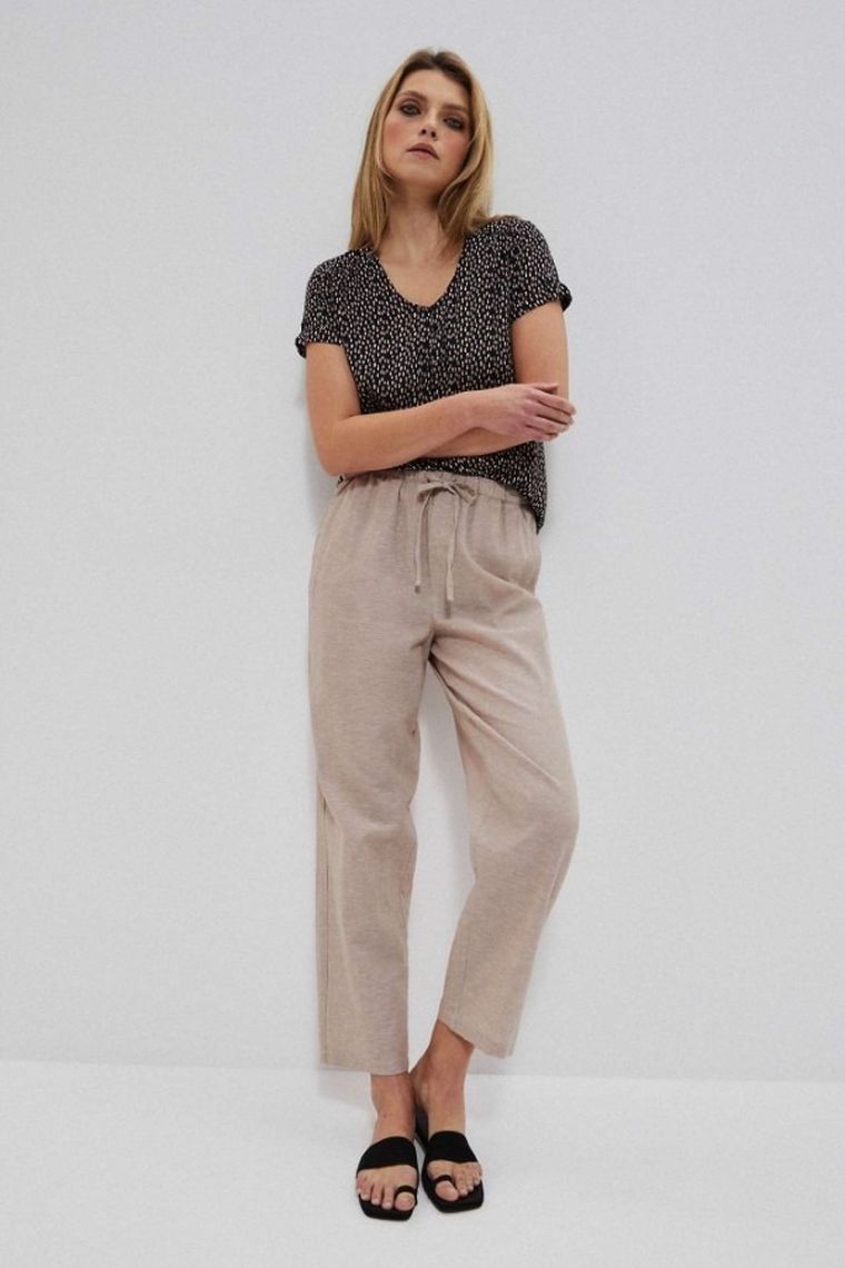 Bluzka damska z krótkim rękawem, czarna, Moodo