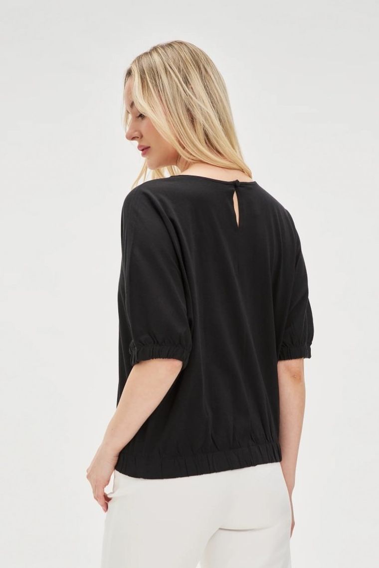 Bluzka damska z krótkim rękawem, czarna, Moodo
