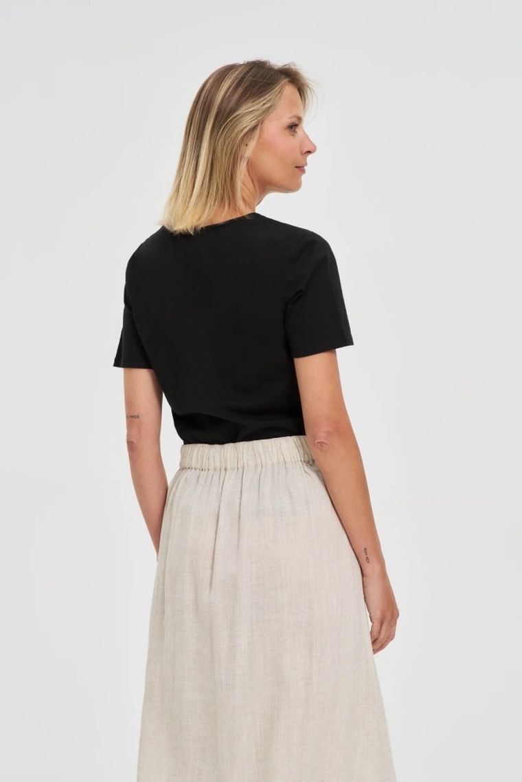 Bluzka damska z krótkim rękawem, czarna, Moodo