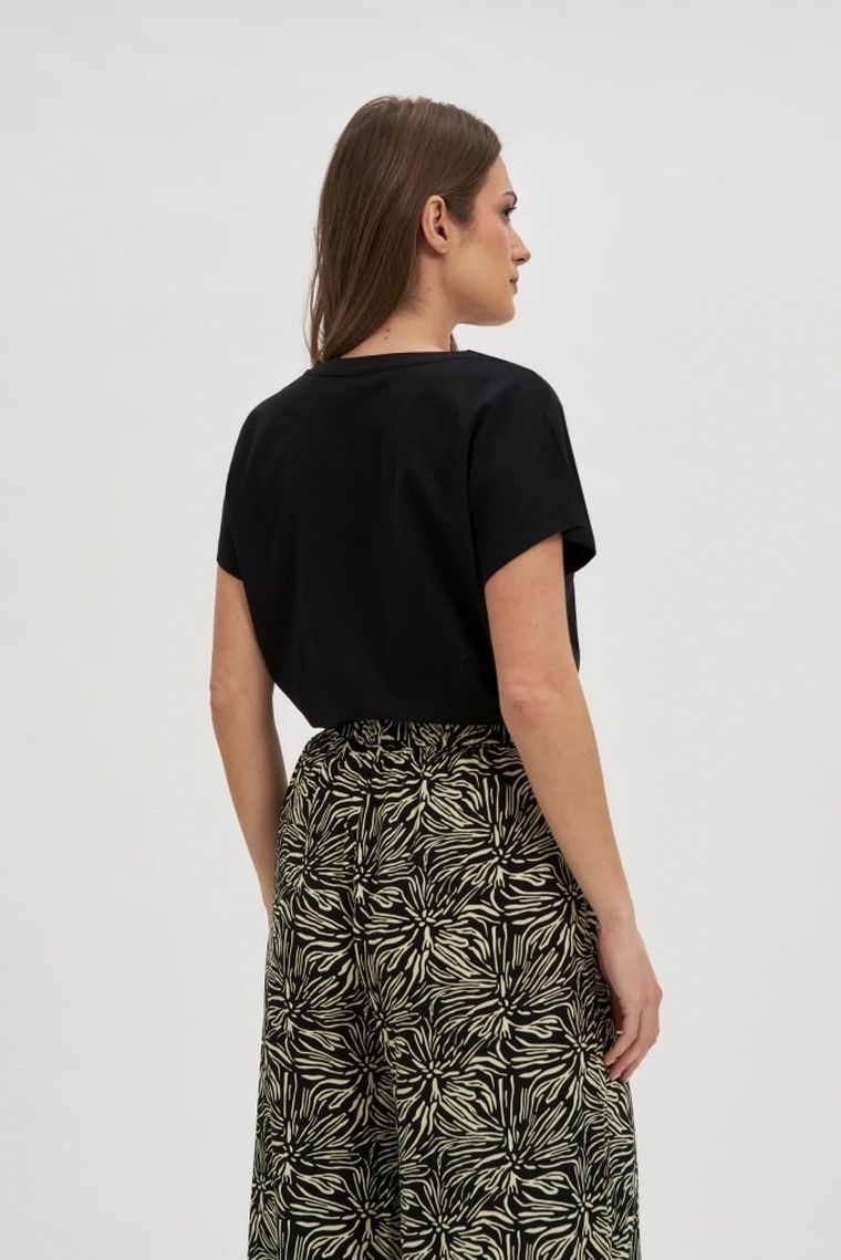 Bluzka damska z krótkim rękawem, czarna, Moodo