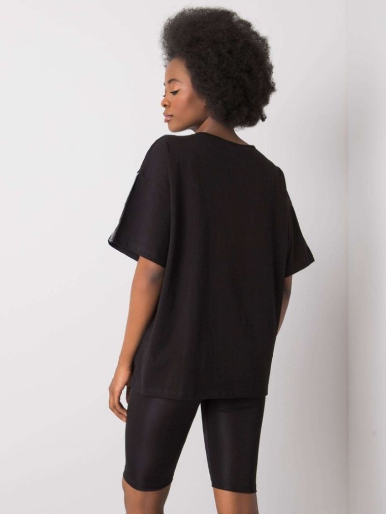 Bluzka damska z krótkim rękawem, czarna, Rue Paris