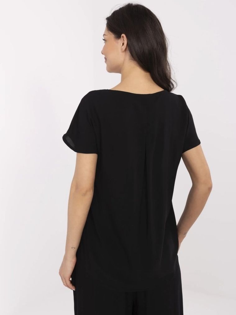 Bluzka damska z krótkim rękawem, czarna, Sublevel