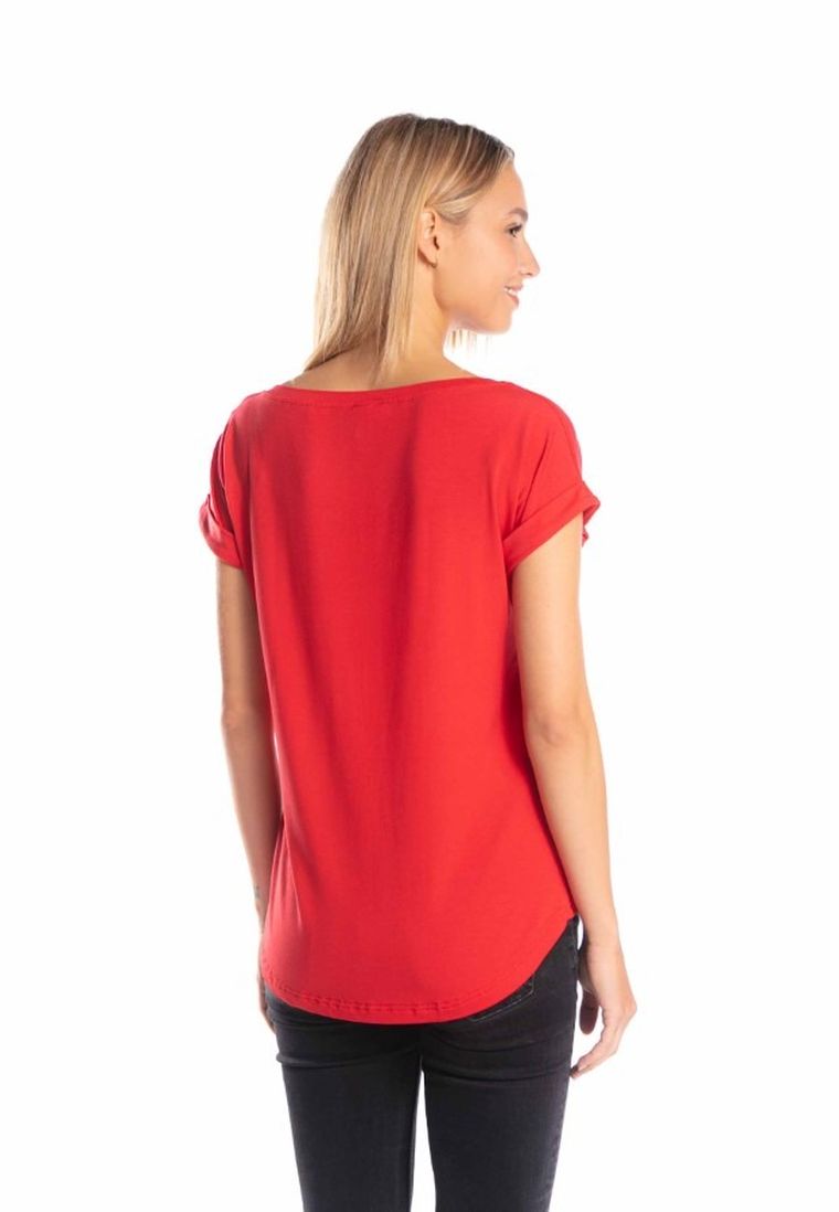 Bluzka damska z krótkim rękawem, czerwona, Golden Queen