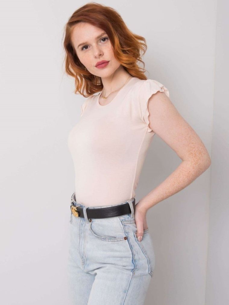 Bluzka damska z krótkim rękawem, ecru, Rue Paris