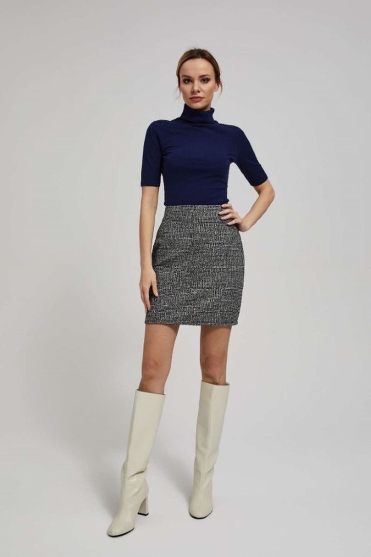 Bluzka damska z krótkim rękawem, granatowa, Moodo