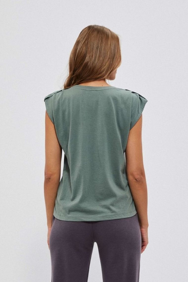 Bluzka damska z krótkim rękawem, khaki, Moodo