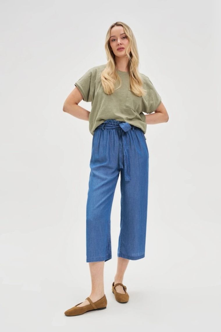 Bluzka damska z krótkim rękawem, khaki, Moodo