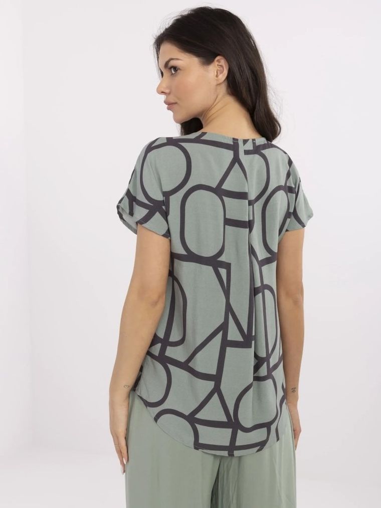 Bluzka damska z krótkim rękawem, khaki, Sublevel