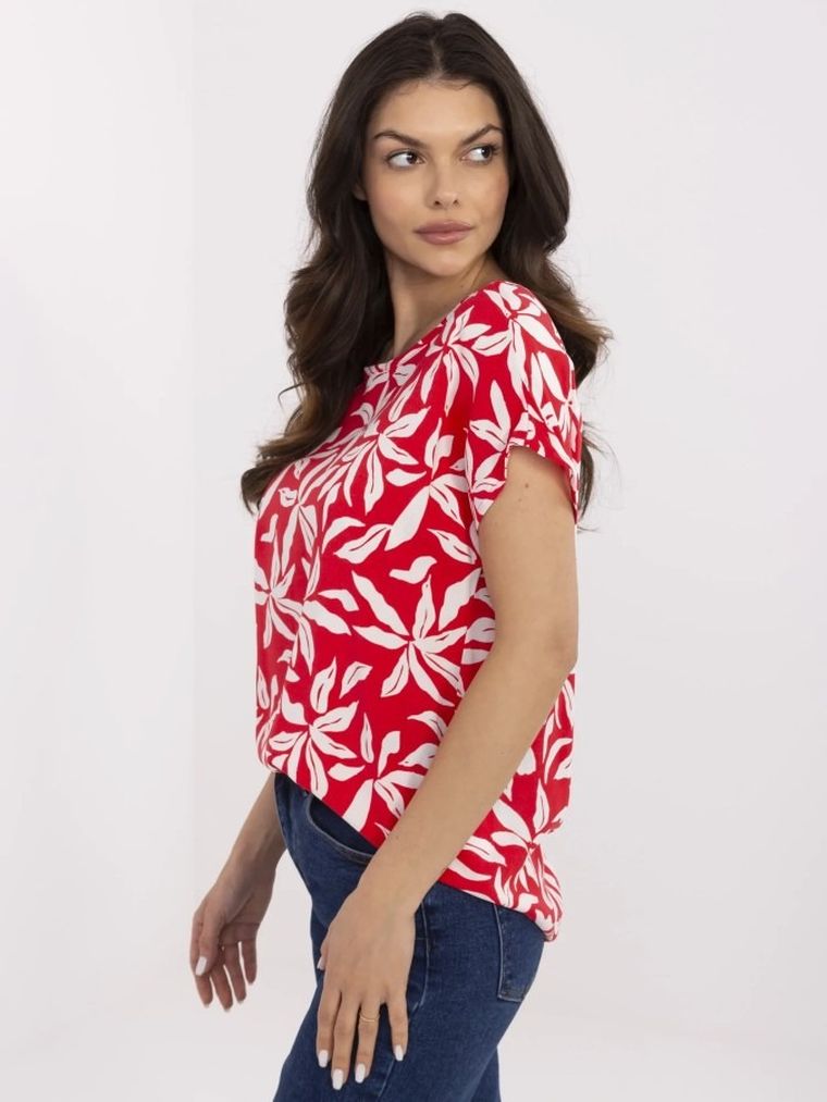 Bluzka damska z krótkim rękawem, koralowa, Sublevel