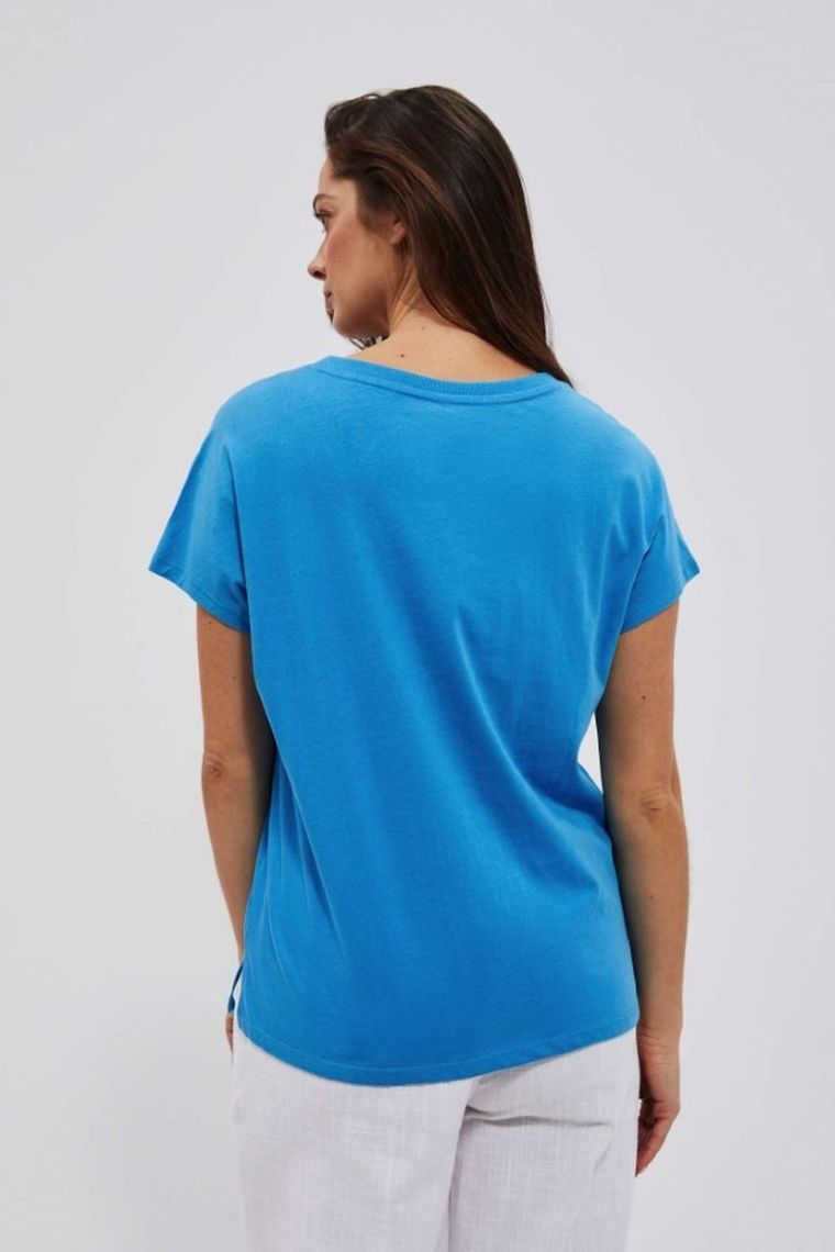 Bluzka damska z krótkim rękawem, niebieska, Moodo