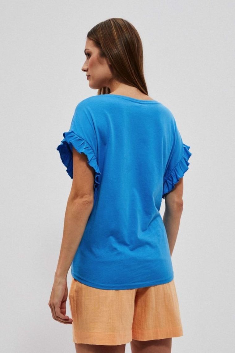 Bluzka damska z krótkim rękawem, niebieska, Moodo