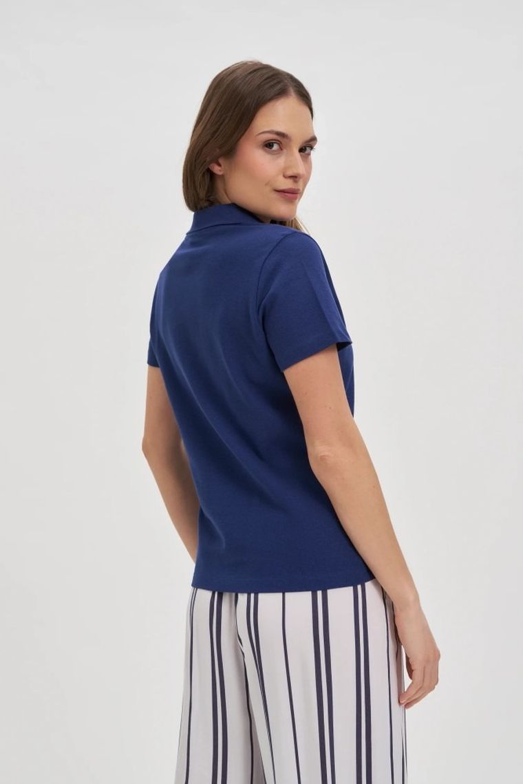 Bluzka damska z krótkim rękawem, niebieska, Moodo