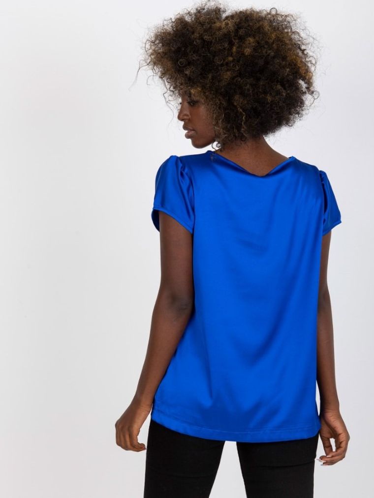 Bluzka damska z krótkim rękawem, niebieska, Rue Paris