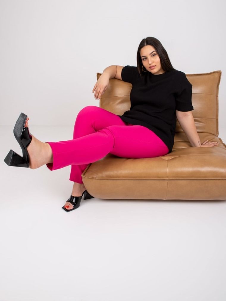 Bluzka damska z krótkim rękawem, plus size, czarna, Basic Feel Good