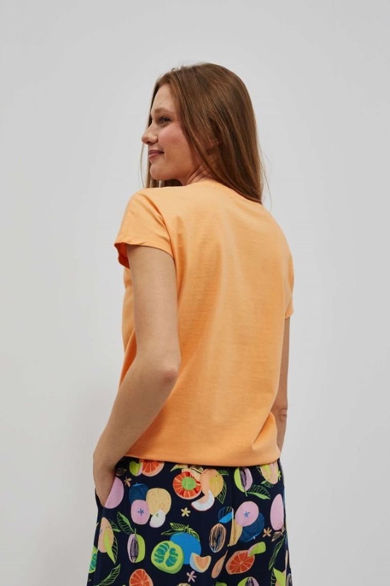 Bluzka damska z krótkim rękawem, pomarańczowa, Moodo