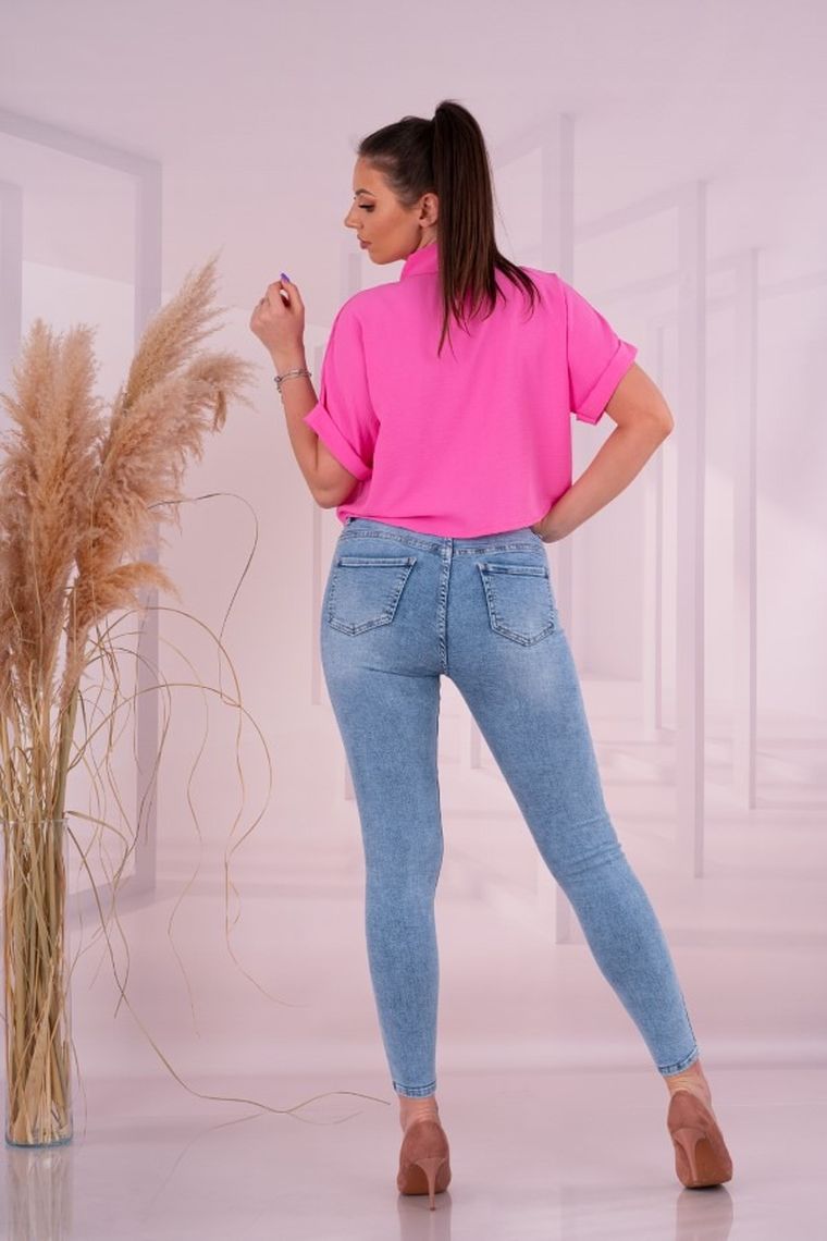 Bluzka damska z krótkim rękawem, różowa, Gibra, Merribel