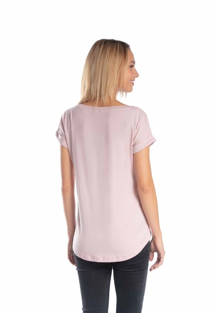 Bluzka damska z krótkim rękawem, różowa, Golden Queen