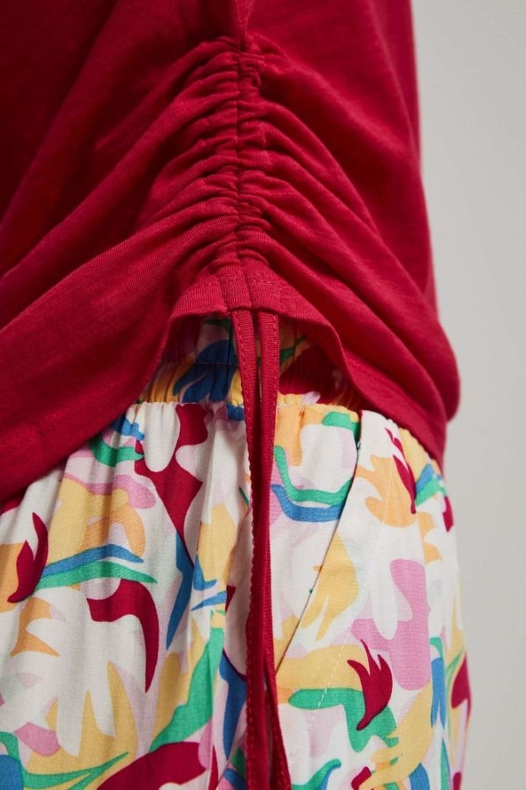 Bluzka damska z krótkim rękawem, różowa, Moodo