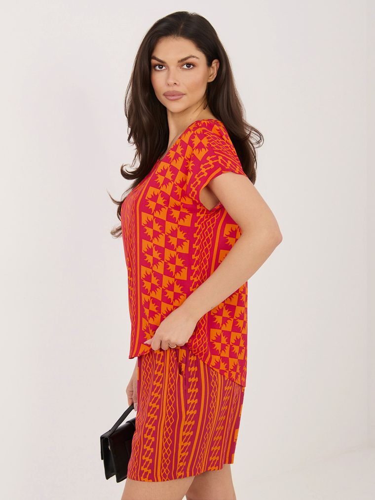 Bluzka damska z krótkim rękawem, różowa, Sublevel