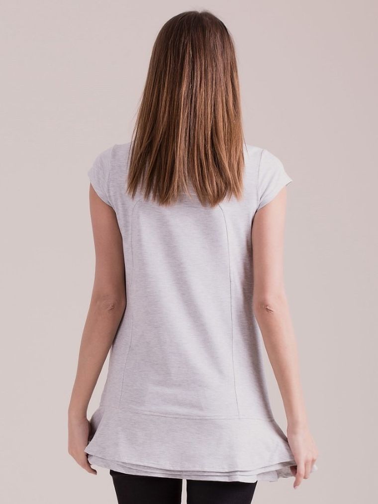 Bluzka damska z krótkim rękawem, szara, Factory Price